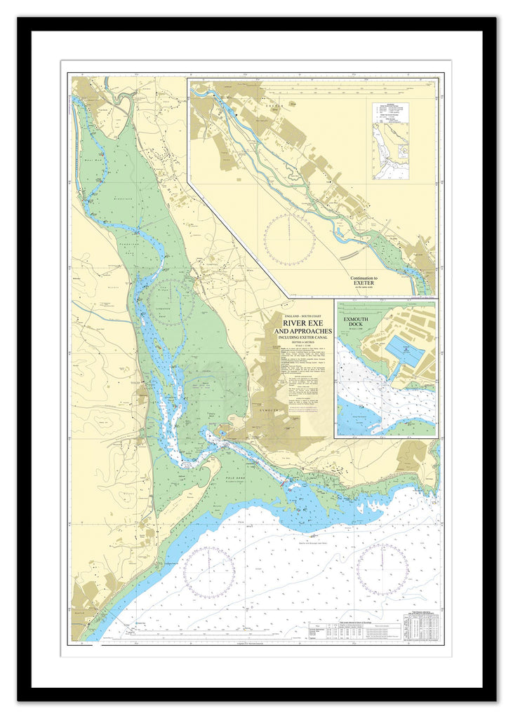 Framed Nautical Chart - Admiralty Chart 2290 - River Exe and Approaches including Exeter Canal