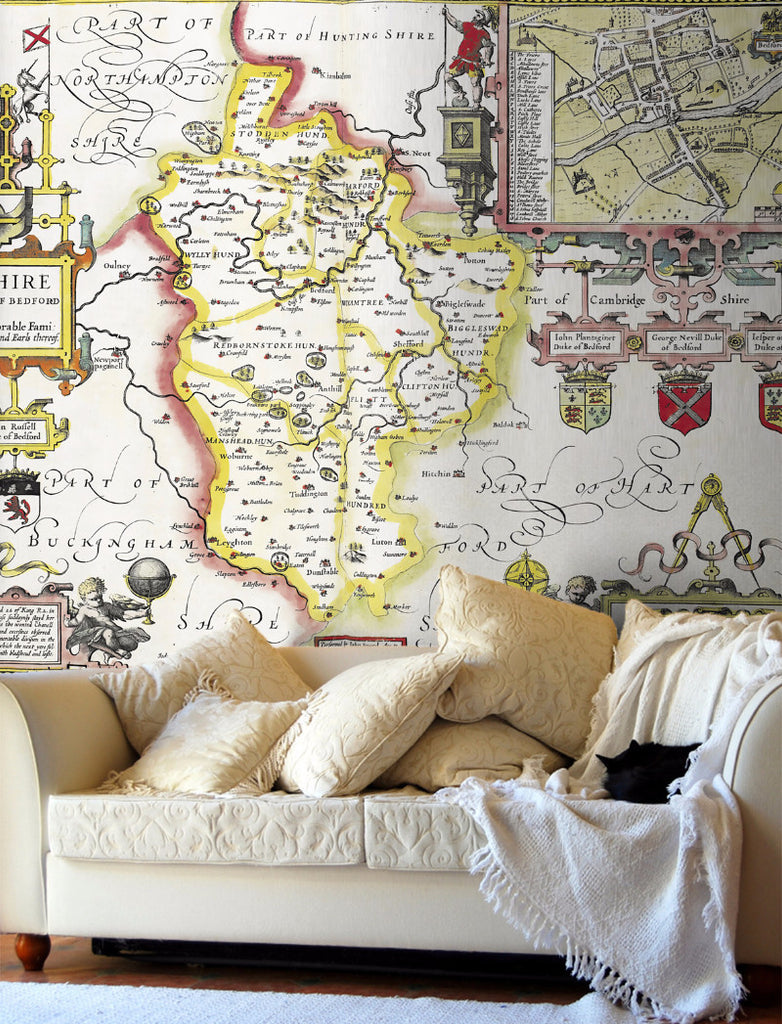 Map Wallpaper - Vintage County Map - Bedfordshire - Love Maps On... - 1