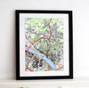 Framed Map - France 1:25,000 - postcode centred - Classic Style