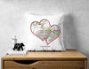 Personalised Love Hearts Map Cushion