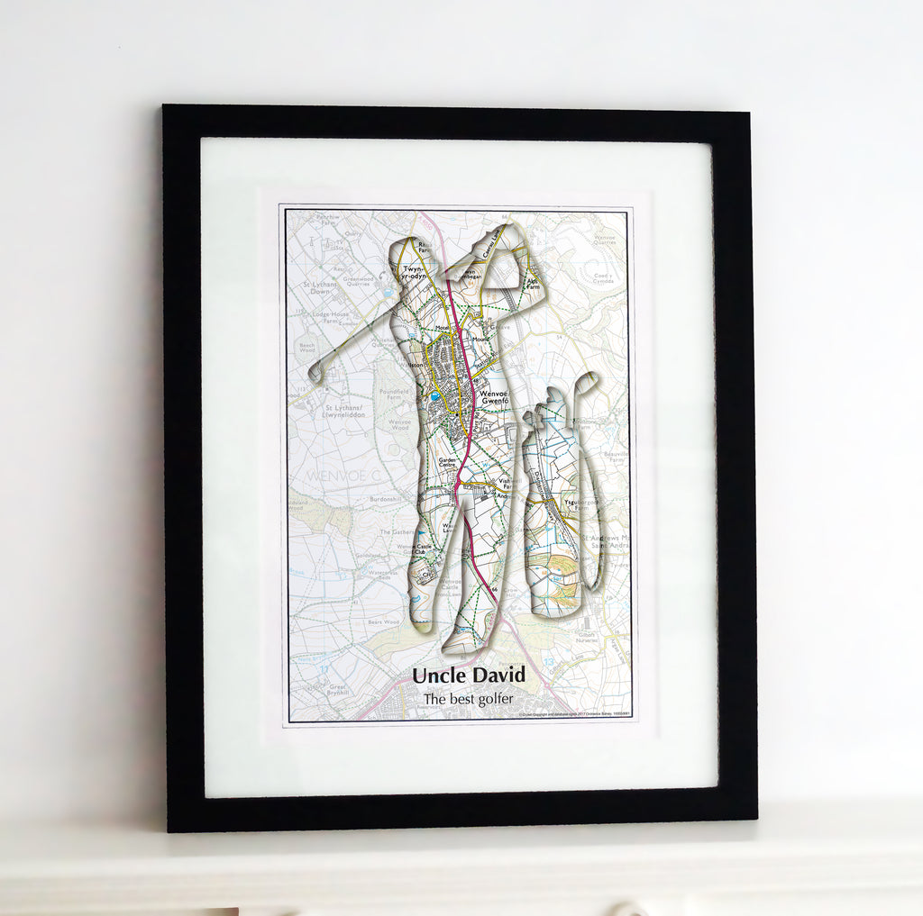 Framed Map - Personalised Golf Map Framed Print- Love Maps On...