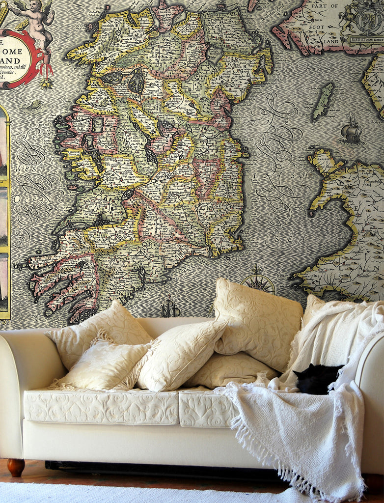 Map Wallpaper - Vintage County Map - Ireland - Love Maps On... - 1