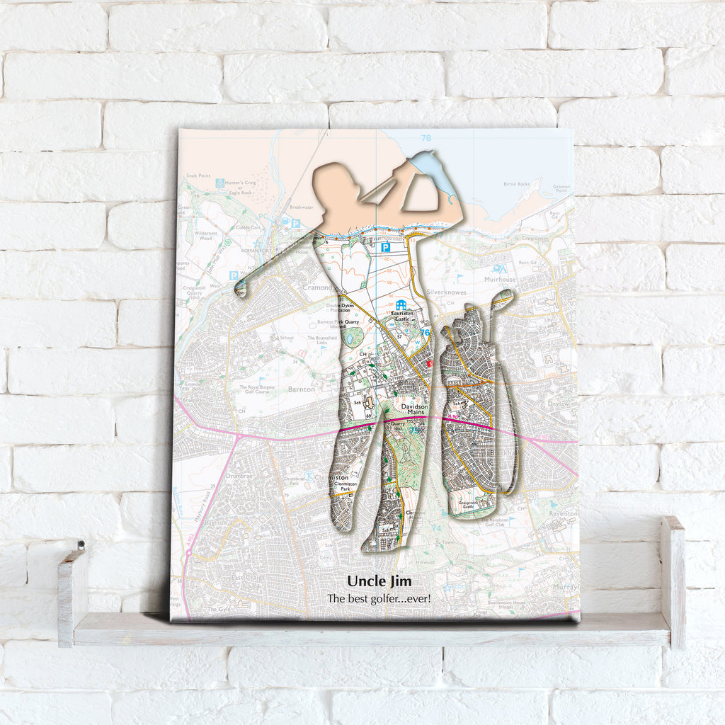 Personalised Golf Map Canvas Print- Love Maps On...
