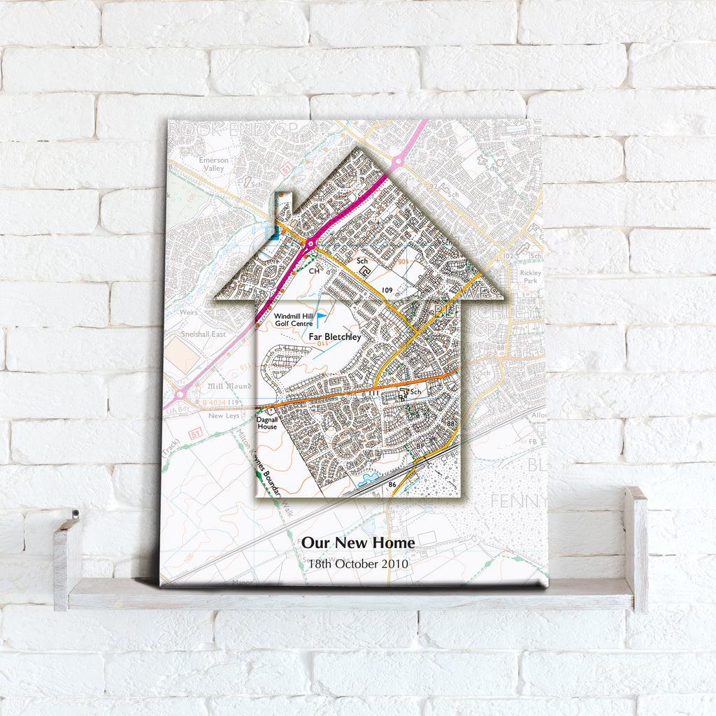 Personalised Map of Your Home Canvas Print- Love Maps On...