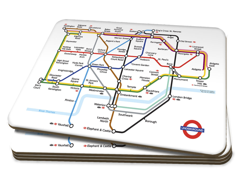 Map Placemat & Coaster Set - London Underground Map - Love Maps On...