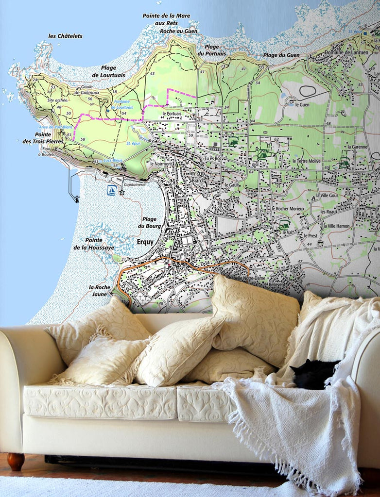 Map Wallpaper - France 1:25,000 - postcode centred - Classic Style