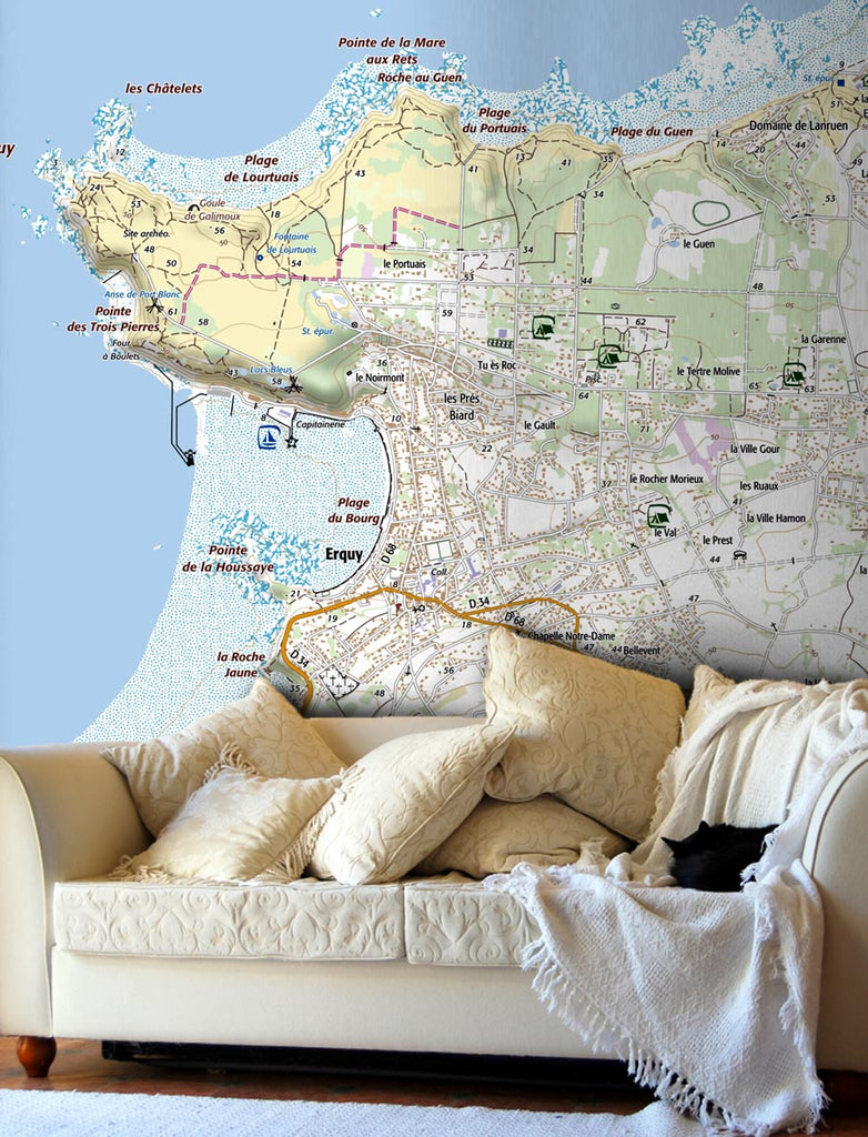 Map Wallpaper - France 1:25,000 - postcode centred - Standard Style