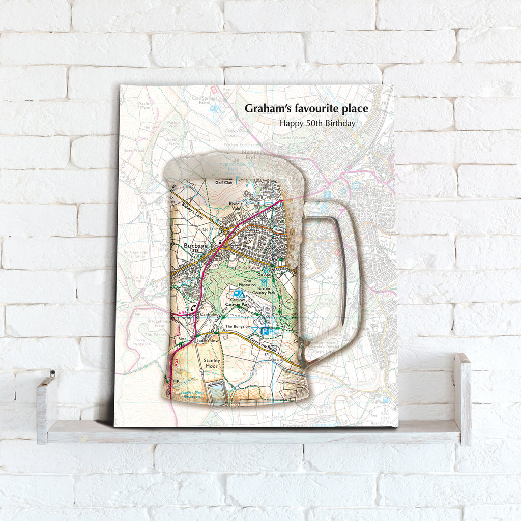 Personalised Tankard Map Canvas Print- Love Maps On...
