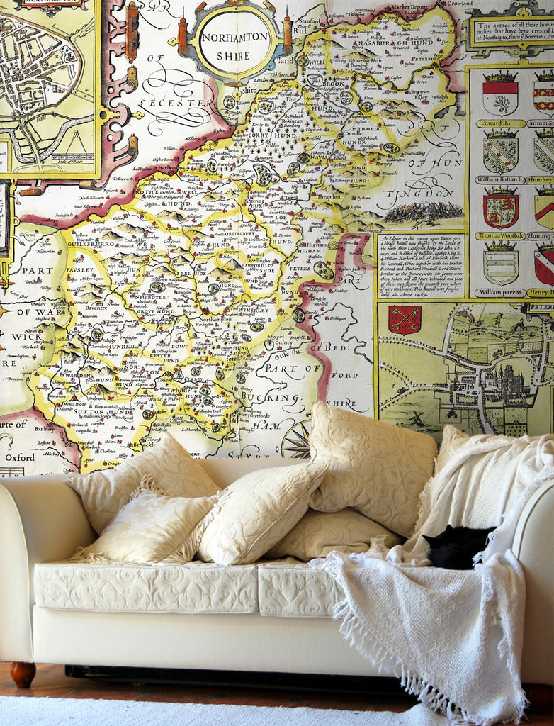 Map Wallpaper - Vintage County Map - Northamptonshire - Love Maps On... - 1