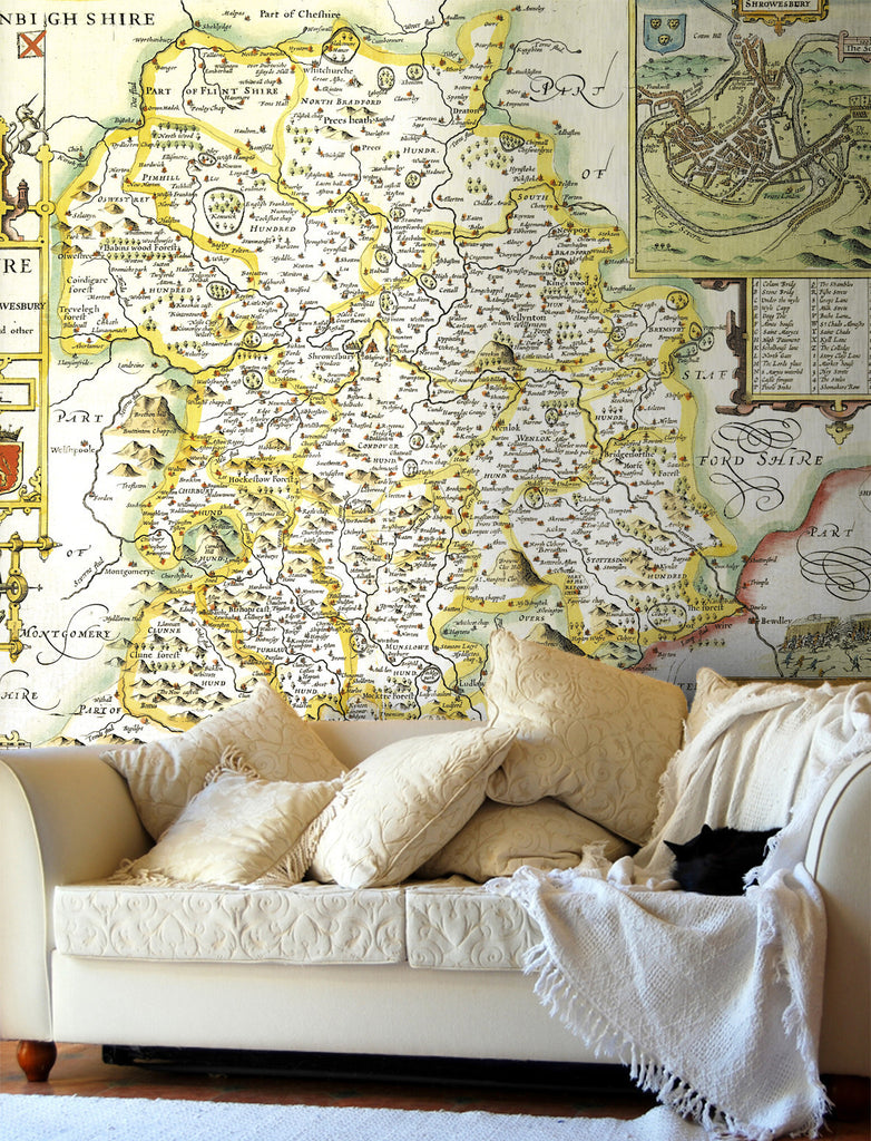 Map Wallpaper - Vintage County Map - Shropshire - Love Maps On... - 1