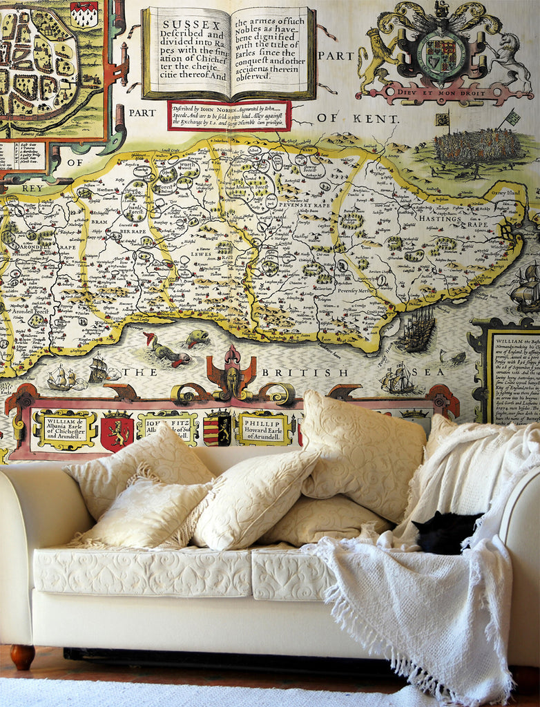 Map Wallpaper - Vintage County Map - Sussex - Love Maps On... - 1
