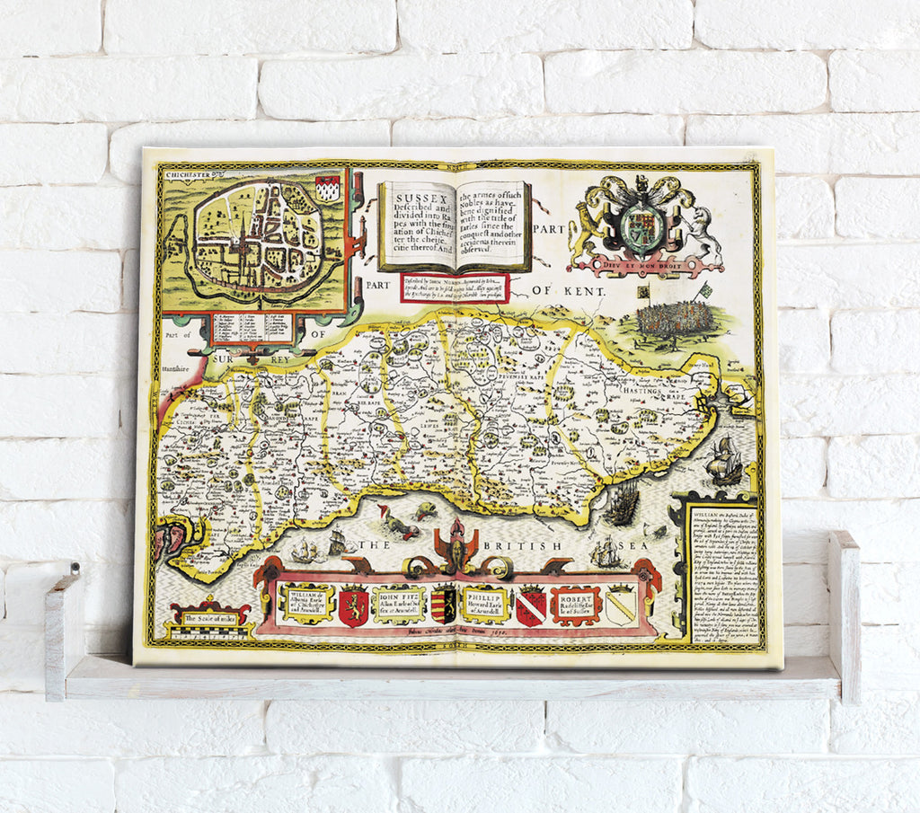 Map Canvas - Vintage County Map - Sussex - Love Maps On...