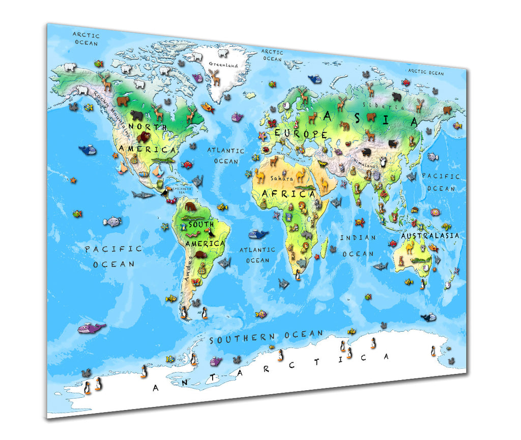 Map Poster - Children's Animal World Map - Love Maps On... - 1