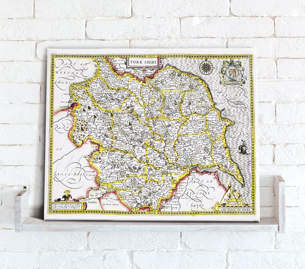 Map Canvas - Vintage County Map - Yorkshire - Love Maps On... - 1