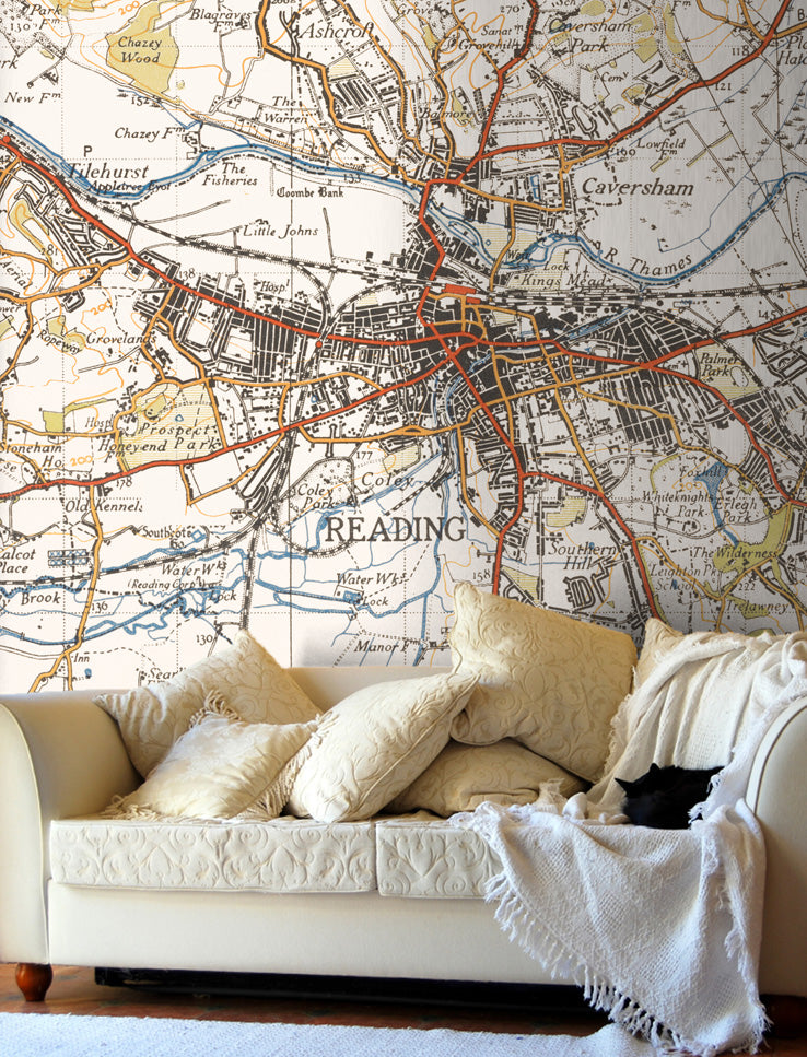 custom made vintage 1940's map wallpaper love maps on
