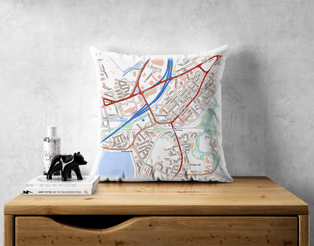 Personalised Map Cushion - Ordnance Survey Street Map - Classic Style(1:10,000)