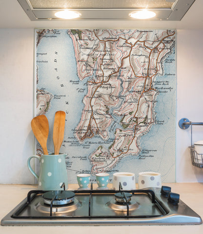 Glass Splashbacks - Custom Vintage Ordnance Survey Map 1906-1913