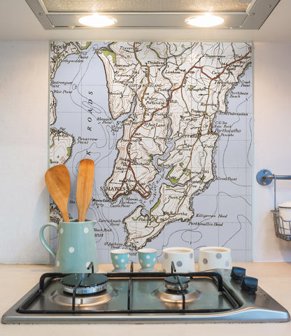 Glass Splashbacks - Custom Vintage Ordnance Survey Map - 1940's (New Popular Series)