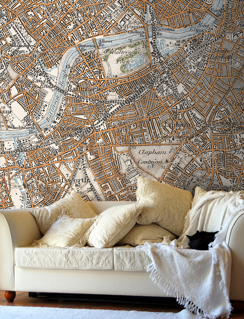 Map Wallpaper  - Vintage Ordnance Survey London 1906-1913