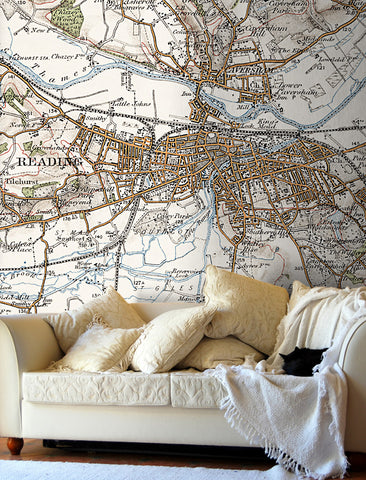 Map Wallpaper - Custom Vintage Ordnance Survey Map 1906-1913
