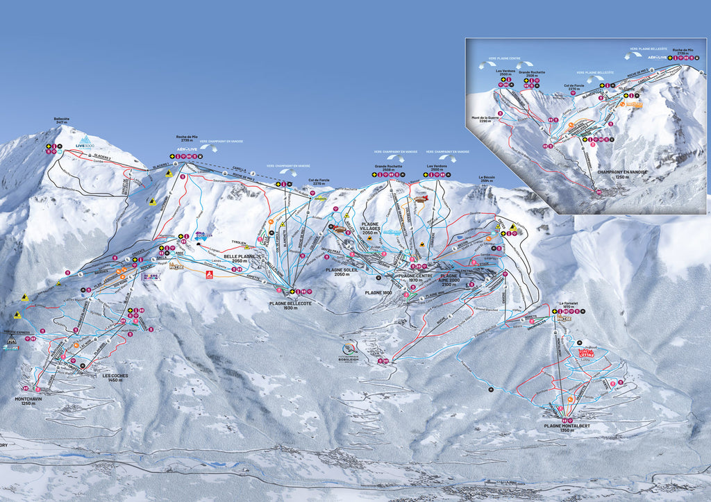 Piste Map Poster - La Plagne