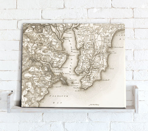 Map Canvas - Custom Vintage Ordnance Survey Map - Old Series 1805-1895 (optional inscription)