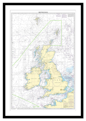 Framed Nautical Chart - Admiralty Chart 2 - British Isles