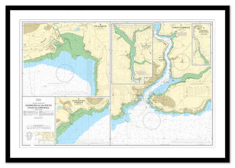 Framed Nautical Chart - Admiralty Chart 31 - Harbours on the South Coast of Cornwall