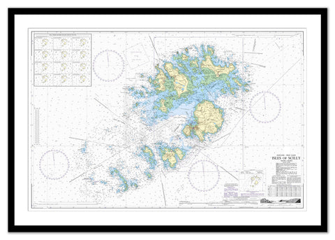 Framed Nautical Chart - Admiralty Chart 34 - Isles of Scilly