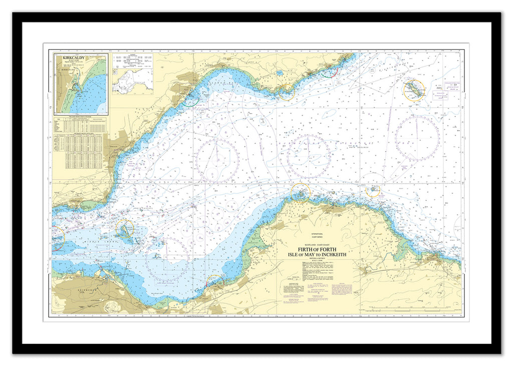 Framed Nautical Chart - Admiralty Chart 0734 - Firth of Forth - Isle of May to Inchkeith