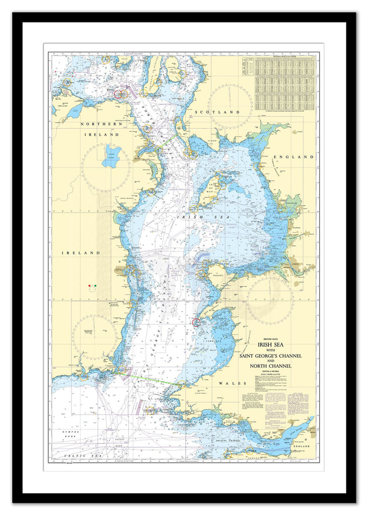 Framed Nautical Chart - Admiralty Chart 1121 - Irish Sea with Saint George's Channel and North Channel