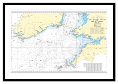 Framed Nautical Chart - Admiralty Chart 1123 - Western Approaches to St George's Channel & Bristol Channel