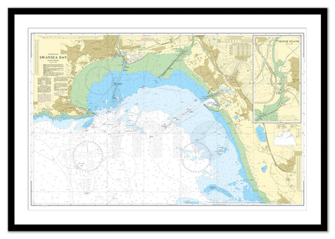 Framed Nautical Chart - Admiralty Chart 1161 - Swansea Bay