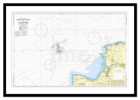 Framed Nautical Chart - Admiralty Chart 1164 - Hartland Point to Ilfracombe including Lundy