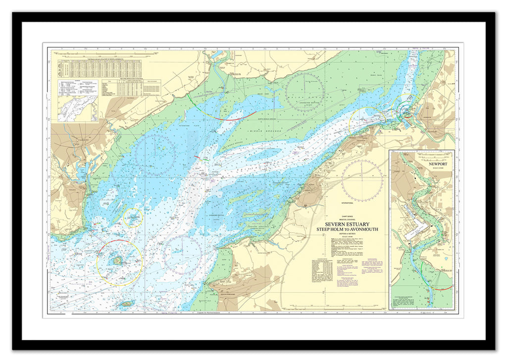 Framed Nautical Chart - Admiralty Chart 1176 - Severn Estuary - Steep Holm to Avonmouth