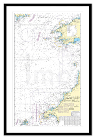 Framed Nautical Chart - Admiralty Chart 1178 - Approaches to the Bristol Channel