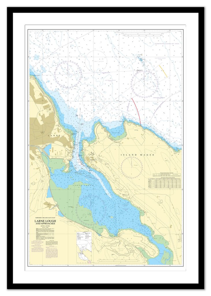 Framed Nautical Chart - Admiralty Chart 1237 - Larne Lough and Approaches