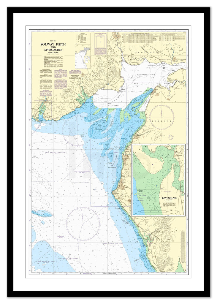 Framed Nautical Chart - Admiralty Chart 1346 - Solway Firth and Approaches