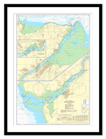 Framed Nautical Chart - Admiralty Chart 1464 - Menai Strait