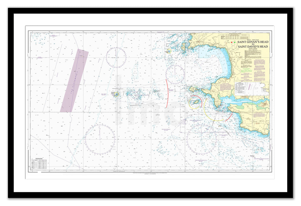Framed Nautical Chart - Admiralty Chart 1478 - St Govan's Head to St David's Head