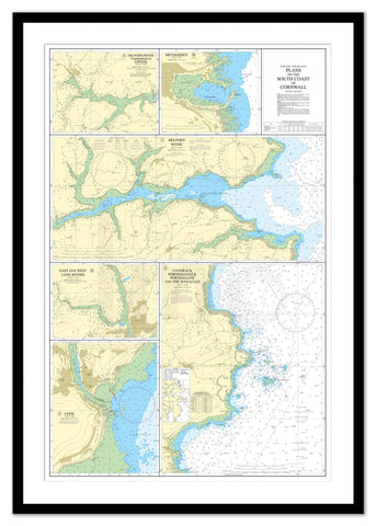 Framed Nautical Chart - Admiralty Chart 147 - Plans on the South Coast of Cornwall