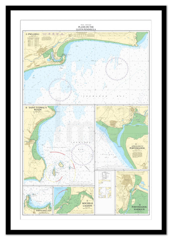 Framed Nautical Chart - Admiralty Chart 1512 - Plans on the Lleyn Peninsula