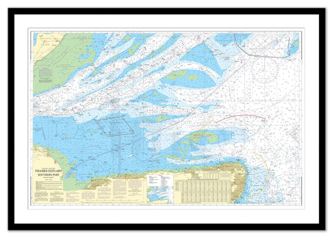 Framed Nautical Chart - Admiralty Chart 1607 - Thames Estuary, Southern Part