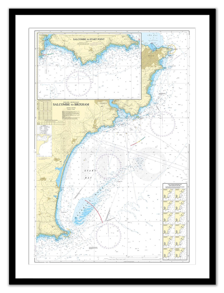 Nautical Chart 1634 - Salcombe to Brixham black framed print