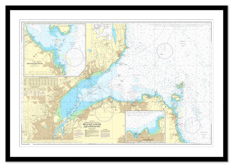 Framed Nautical Chart - Admiralty Chart 1753 - Belfast Lough and Approaches