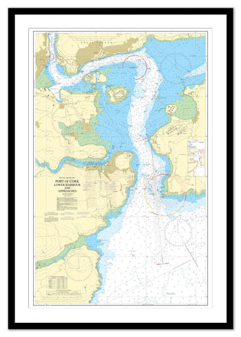Framed Nautical Chart - Admiralty Chart 1777 - Port of Cork, Lower Harbour and Approaches
