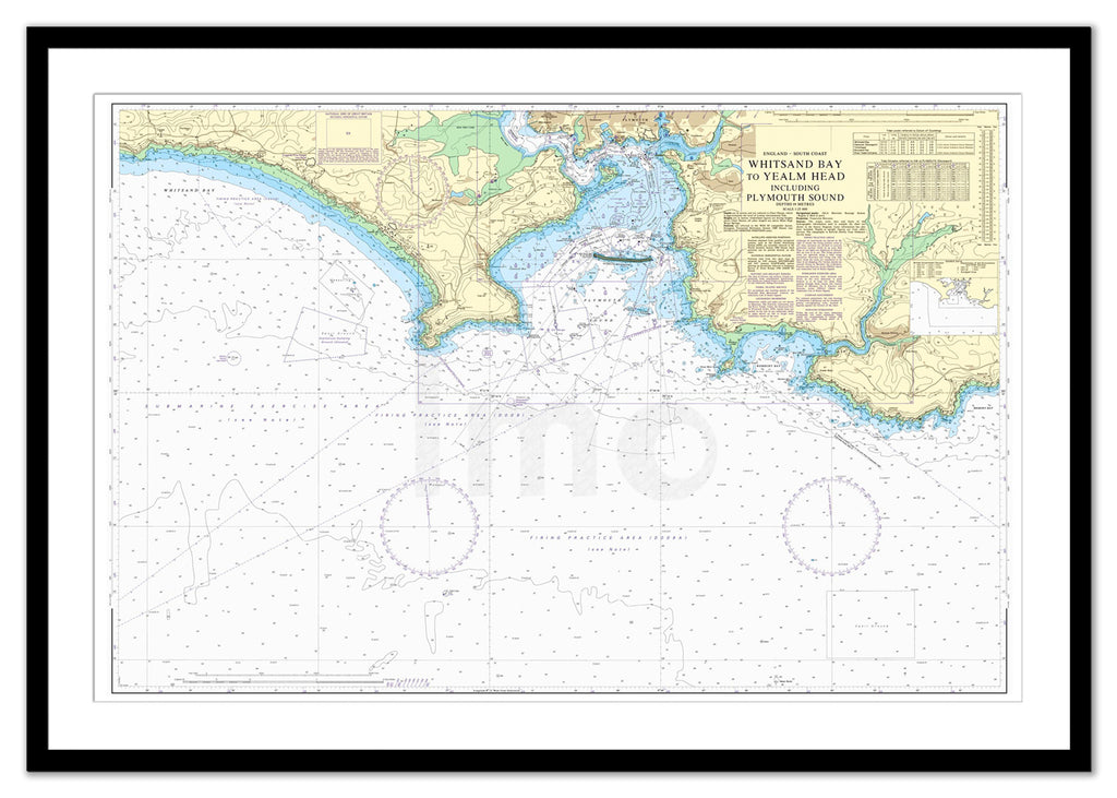 Framed Nautical Chart - Admiralty Chart 1900 - Whitsand Bay to Yealm Head including Plymouth Sound
