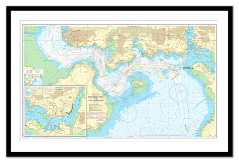Framed Nautical Chart - Admiralty Chart 1901 - Smeaton Pass and The Narrows