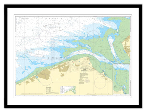 Framed Nautical Chart - Admiralty Chart 1953 - Approaches to the River Dee