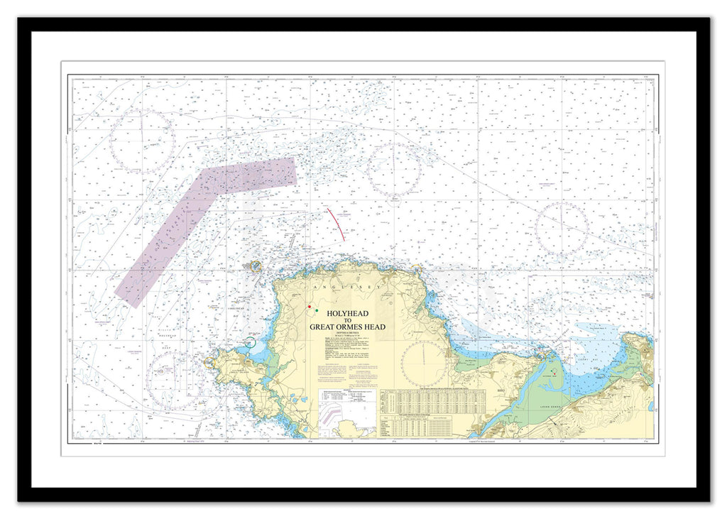 Framed Nautical Chart - Admiralty Chart 1977 - Holyhead to Great Ormes Head